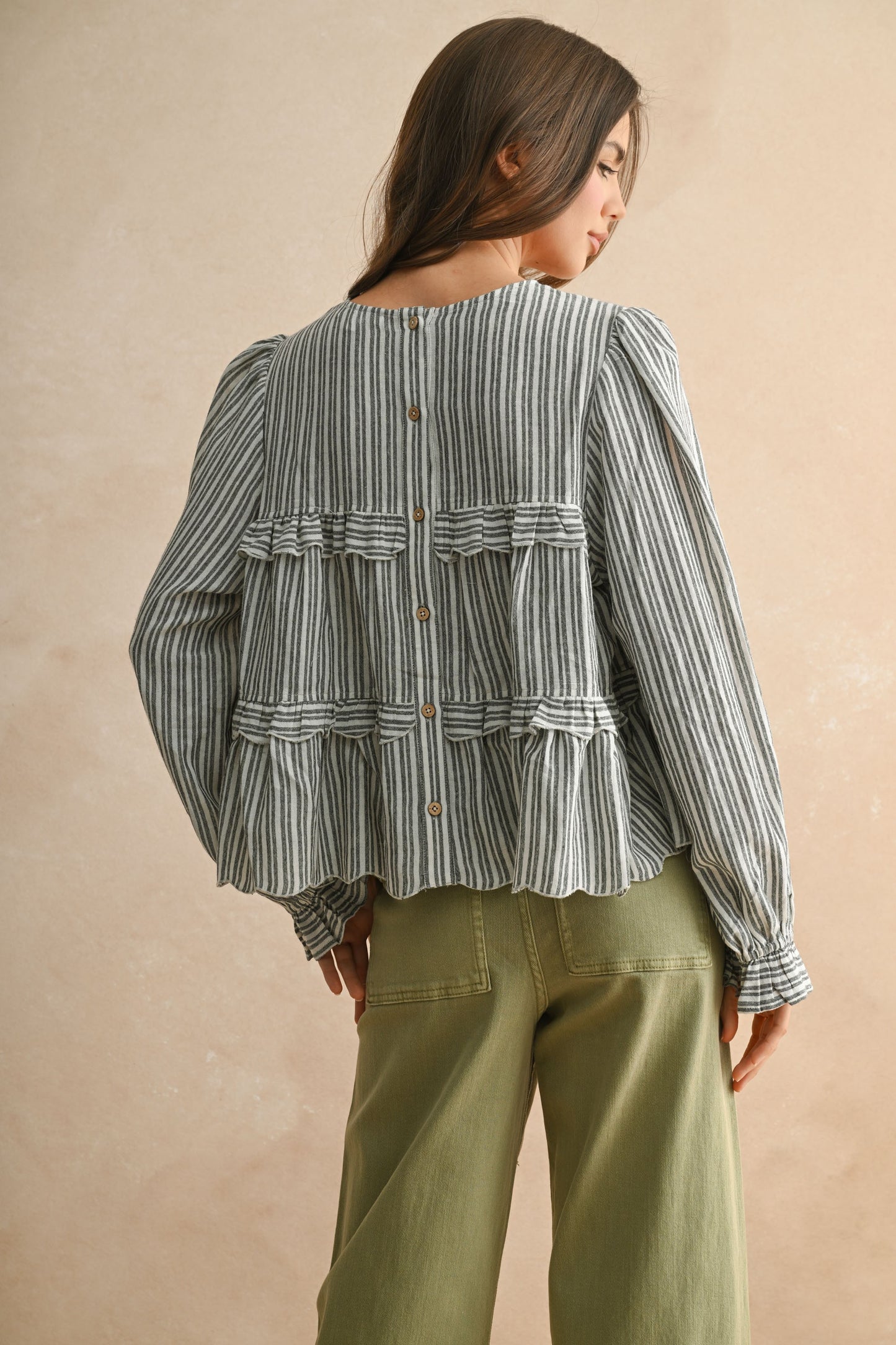 Olivia Striped Top-Black