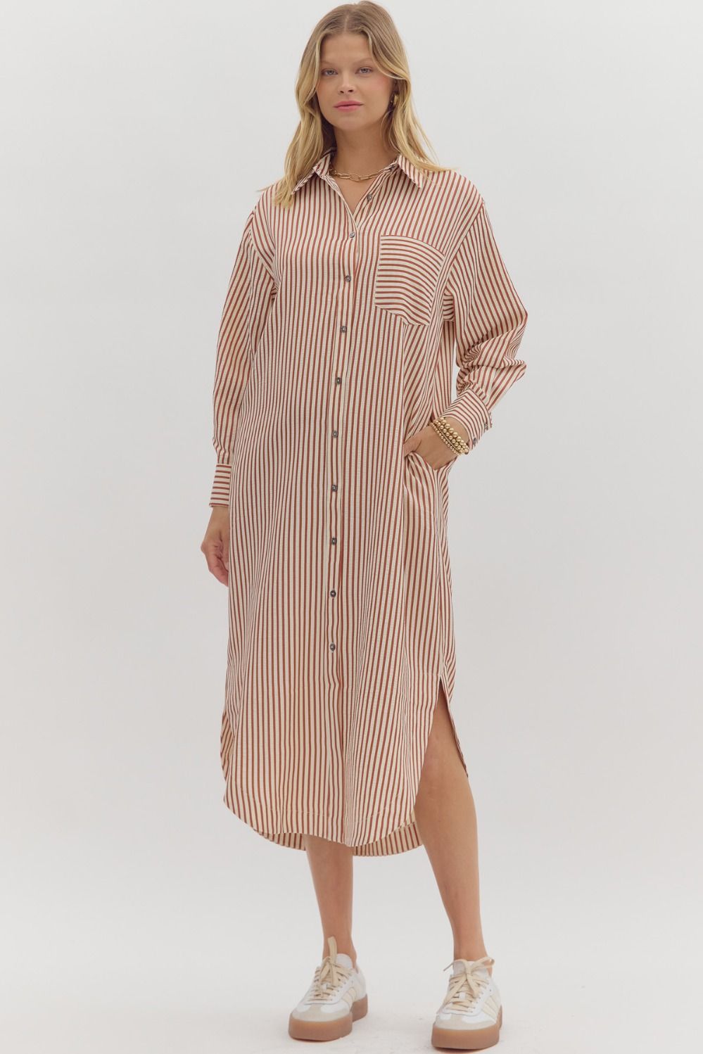 Victoria Striped Maxi-Rust