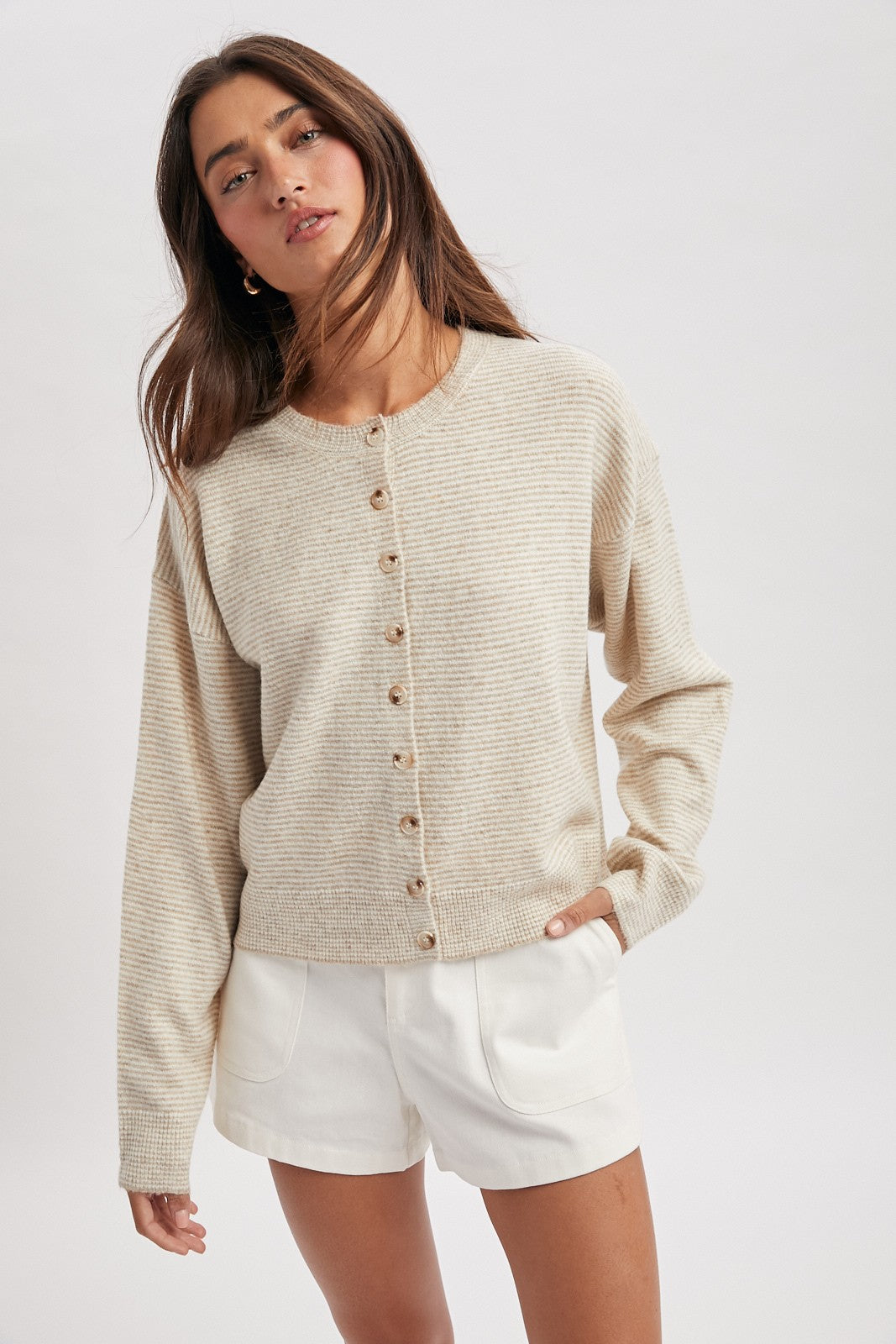 Striped Honey Sweater - Taupe