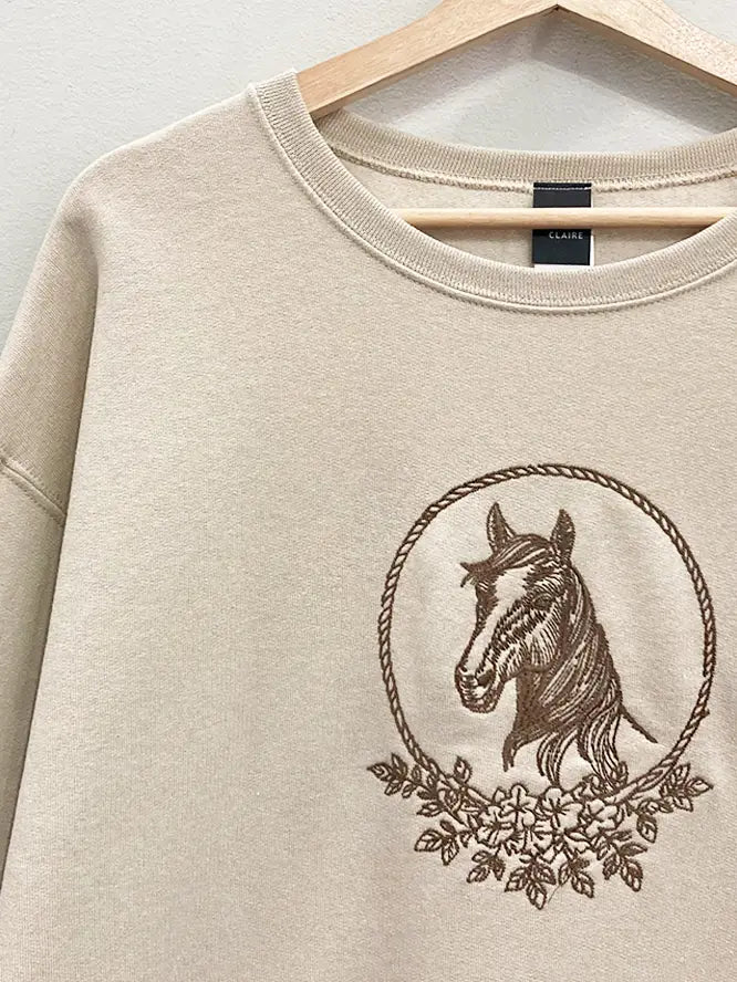Horse Embroidered Sweatshirt
