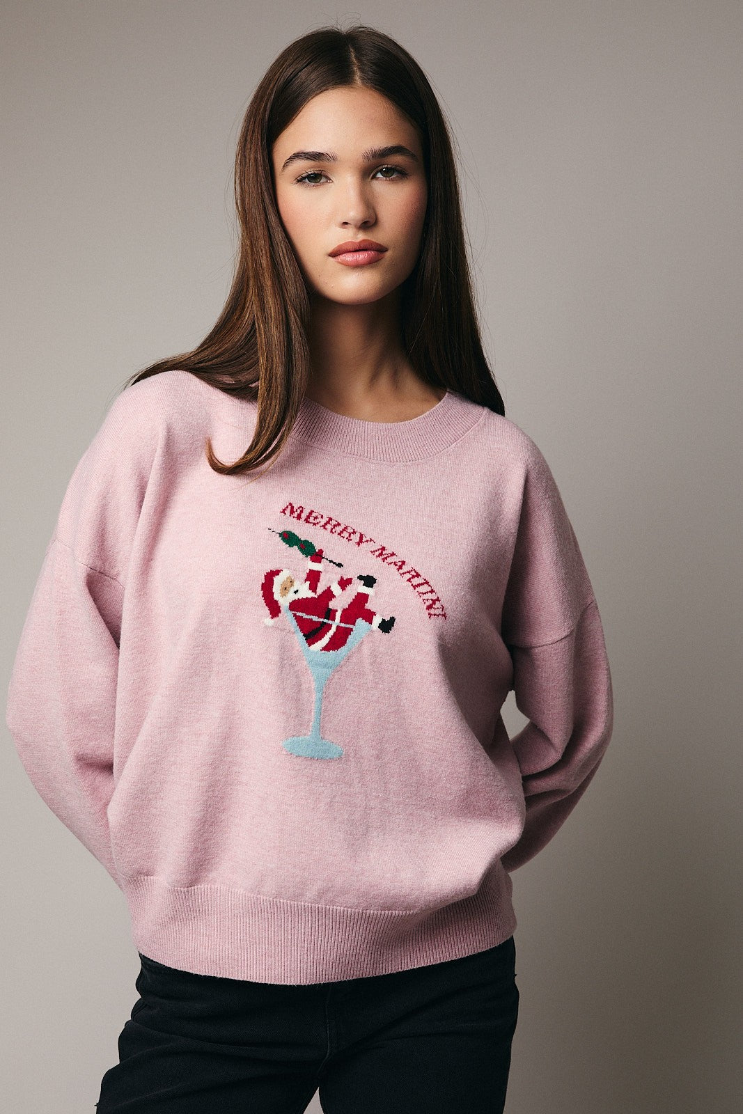 Merry Martini Sweater Top-Pink