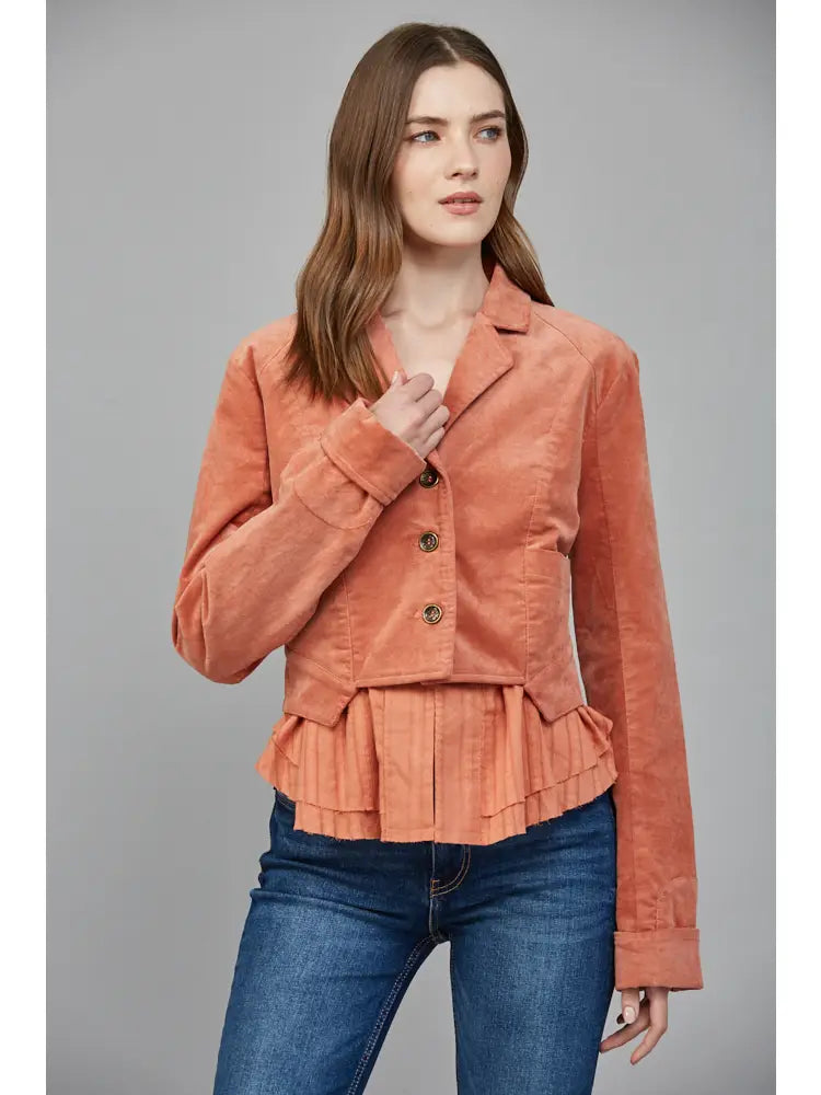 Contrasted Peplum Jacket
