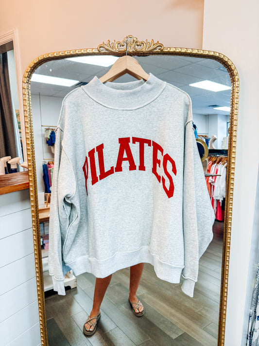 PILATES/YOGA Reversible Mockneck-Heather Grey