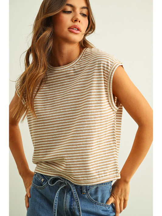 Kiki Top - tan/white