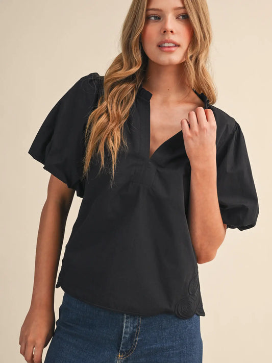 Ruffled Babe Top - black