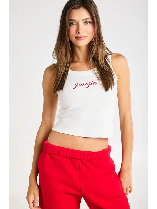 Georgia Embroidered Tank - white