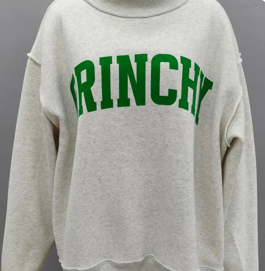 Grinchy/Merry Reversible Mockneck- ash grey