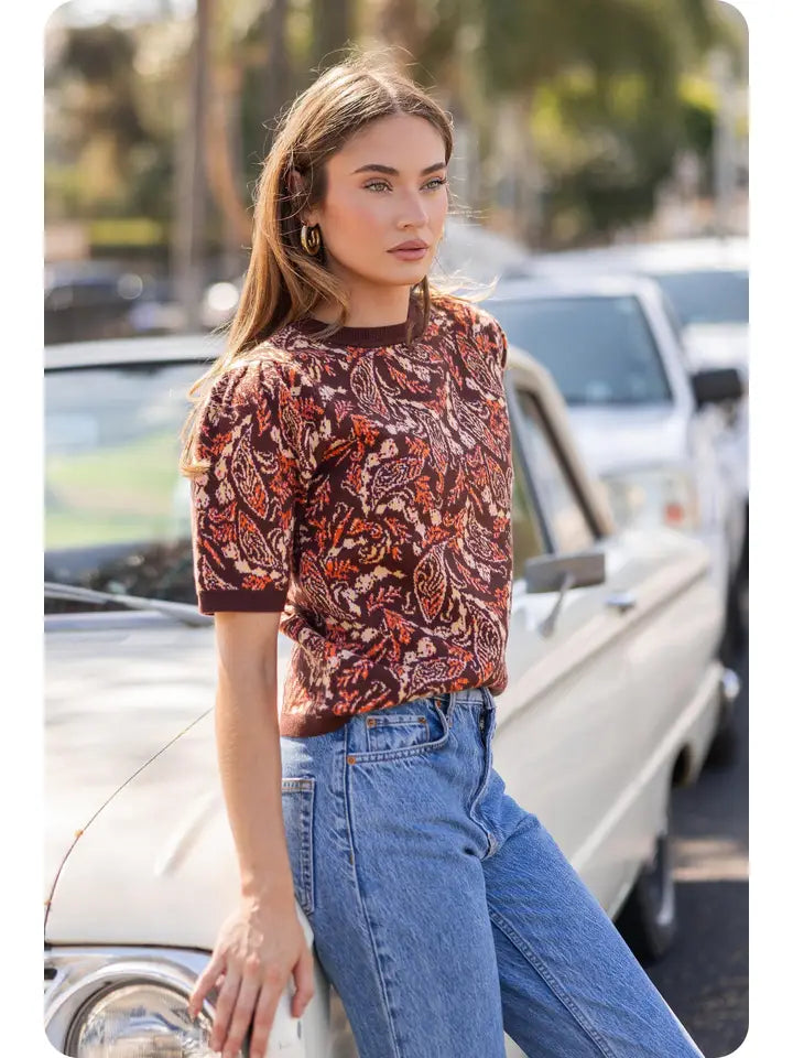 Paisley Baby Top - brown mix