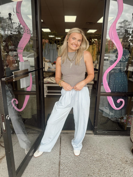 This is Goodbye Pants - light blue