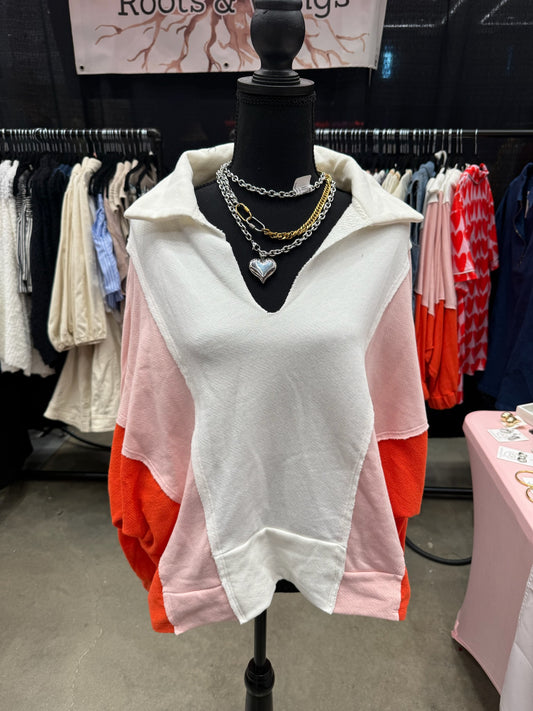 Snuggle Up Top - White/Pink/Red