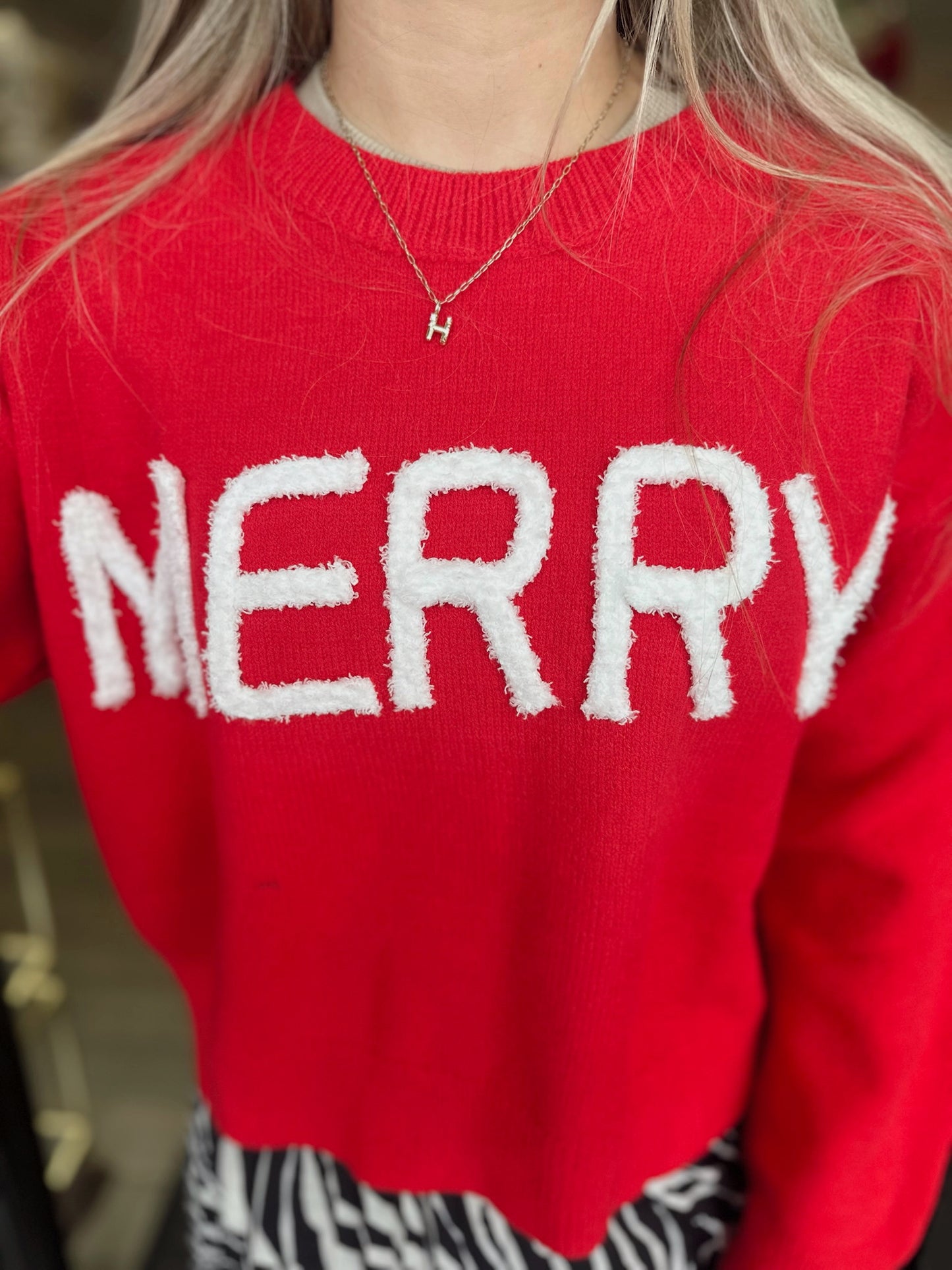 Merry Fluffy Patch Sweater