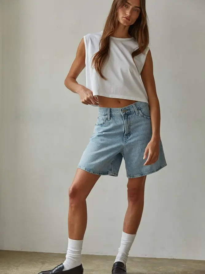 Everyday Sleeveless Crop Tee - white