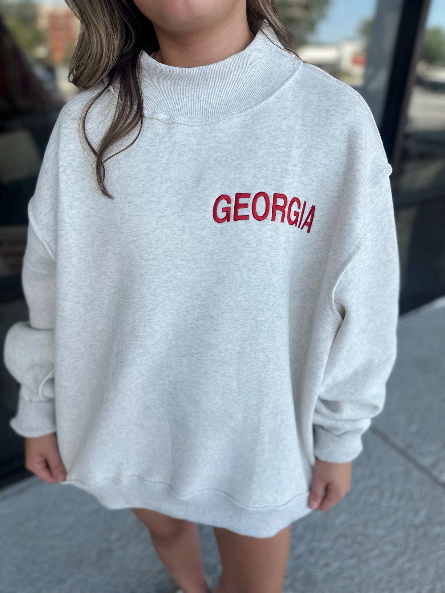 Embroidered Georgia Pullover - ash grey