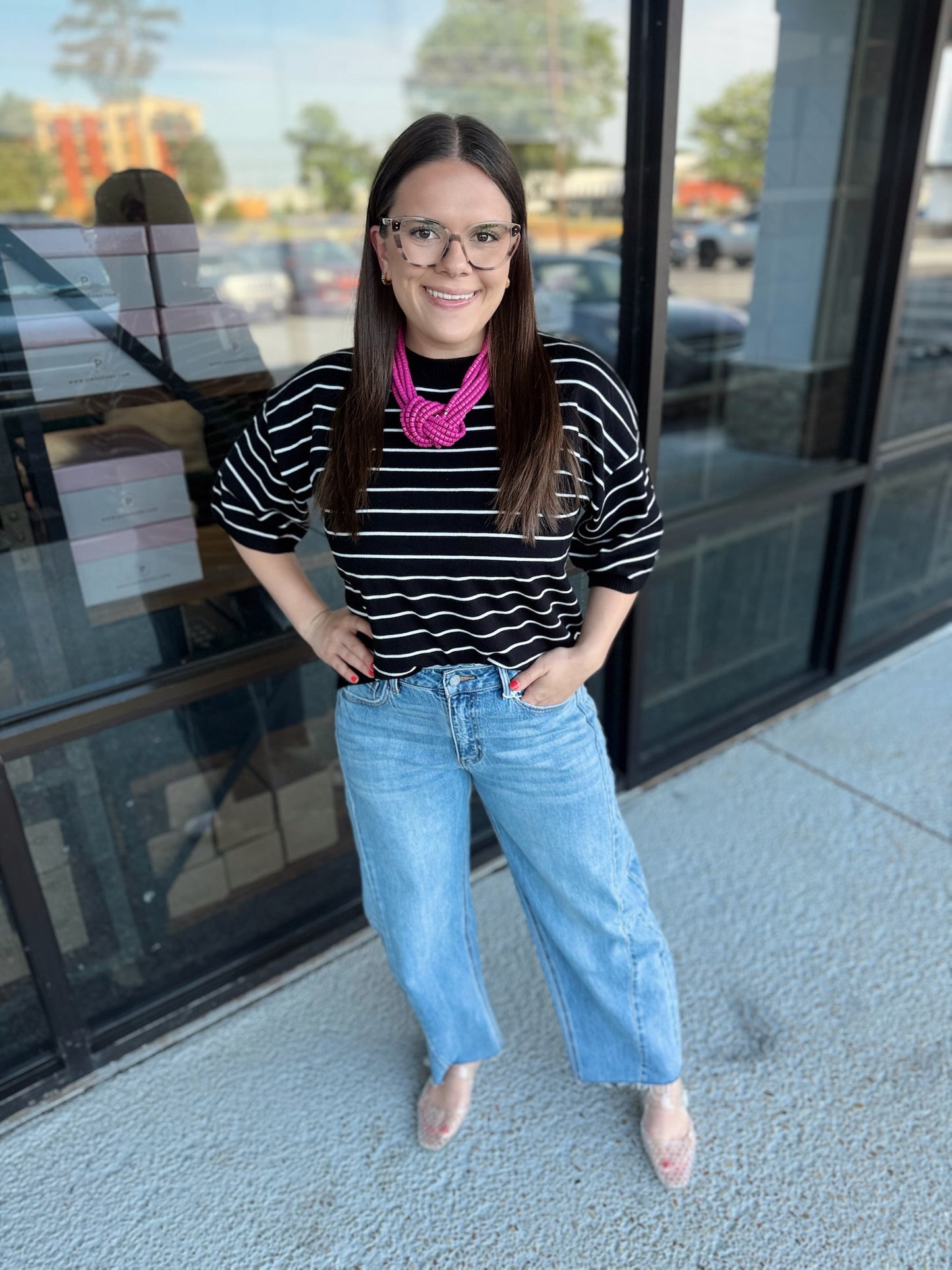 Striped Get Away Top - black mix
