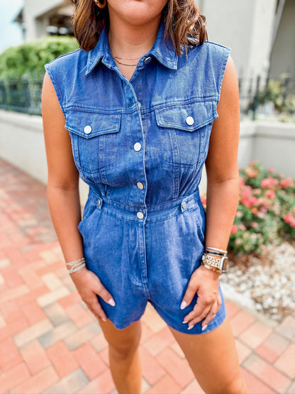 Sideline Cutie Romper - Navy