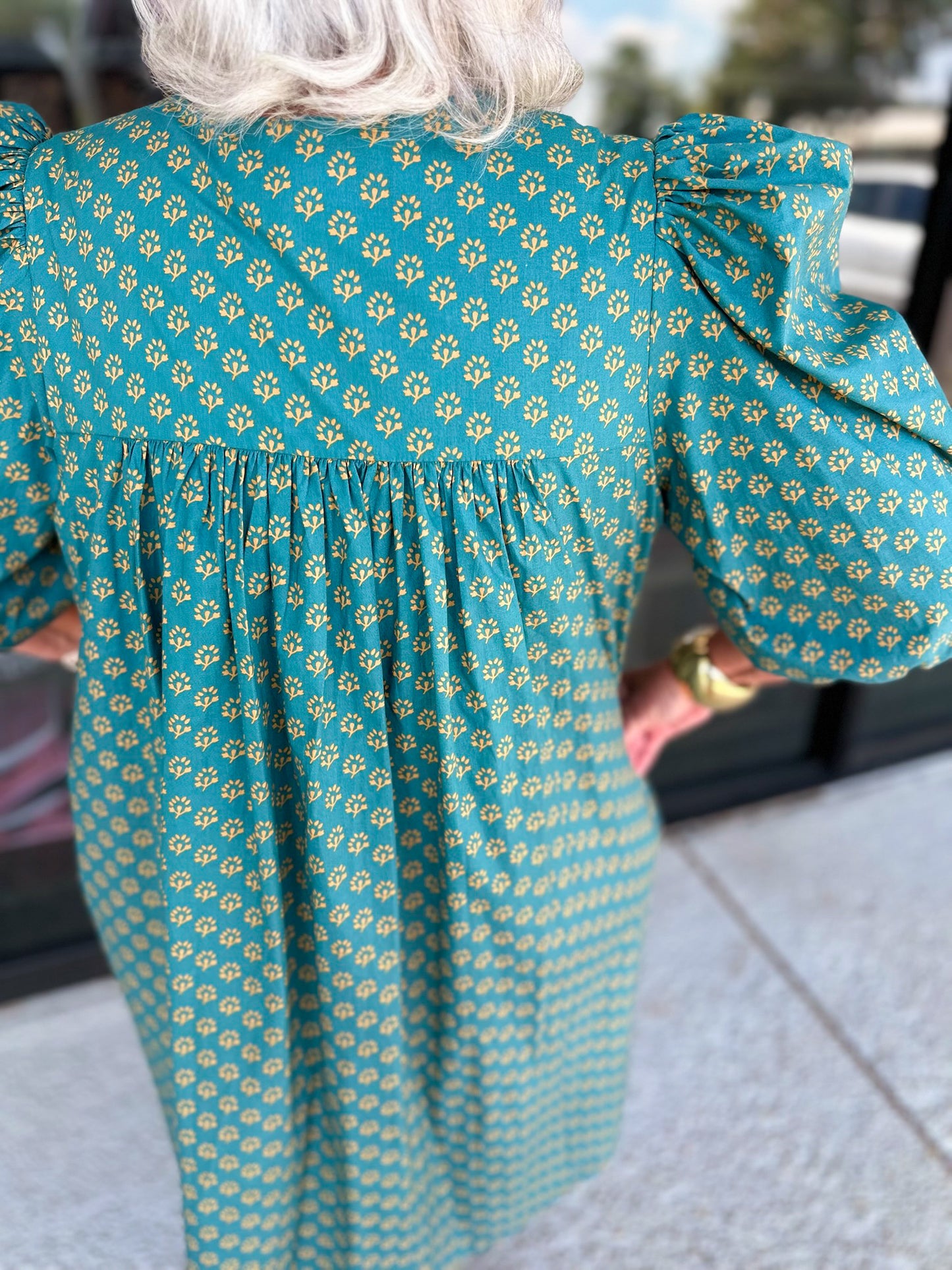 Casey Dress - Teal/Mustard Mix