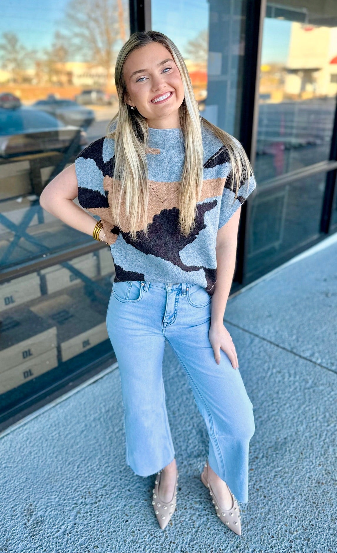 Camo Knit Sleeveless Top