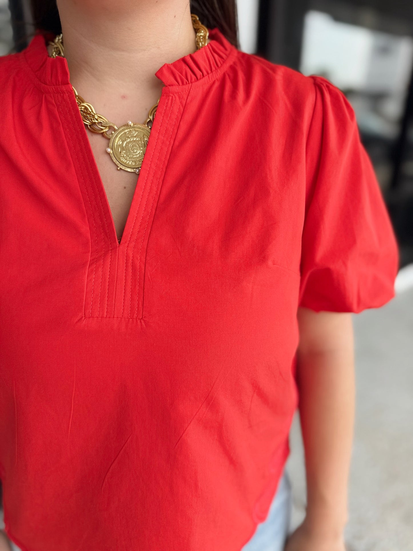 Ruffled Babe Top - chili pepper