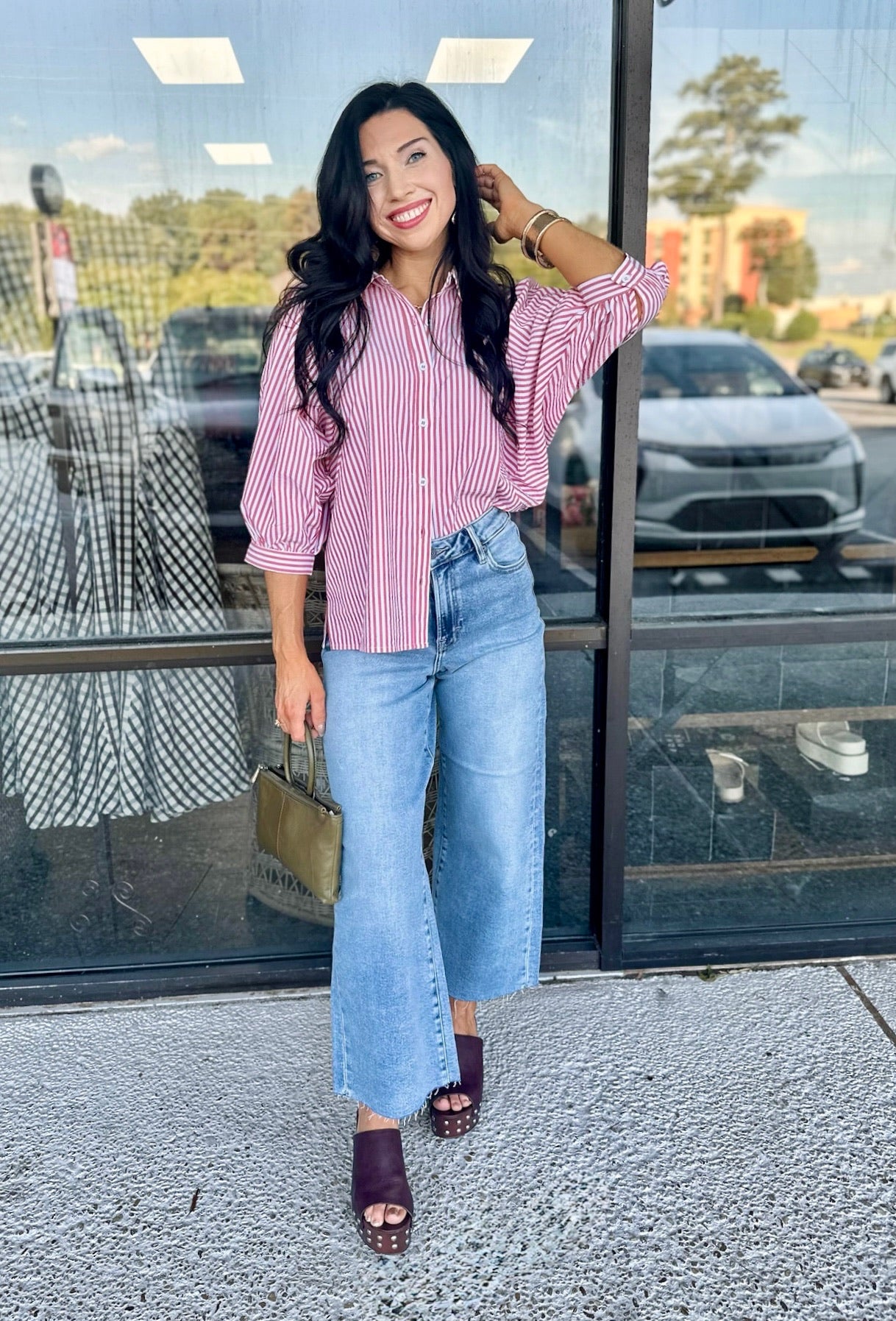 Jo Jo Top- maroon stripe
