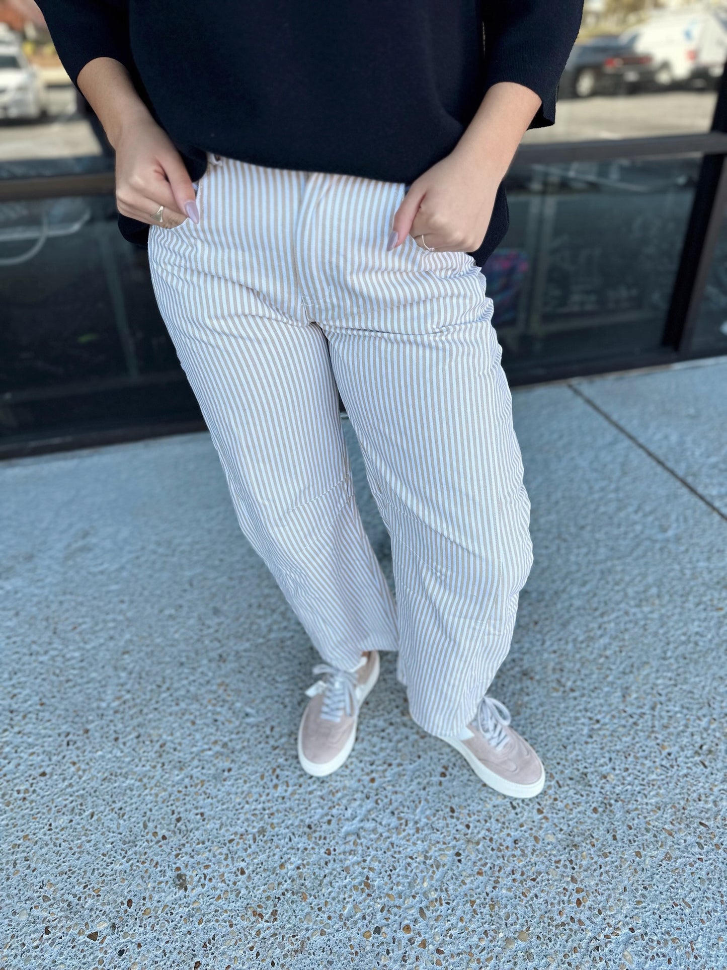 Pinstripe Barrel Denim