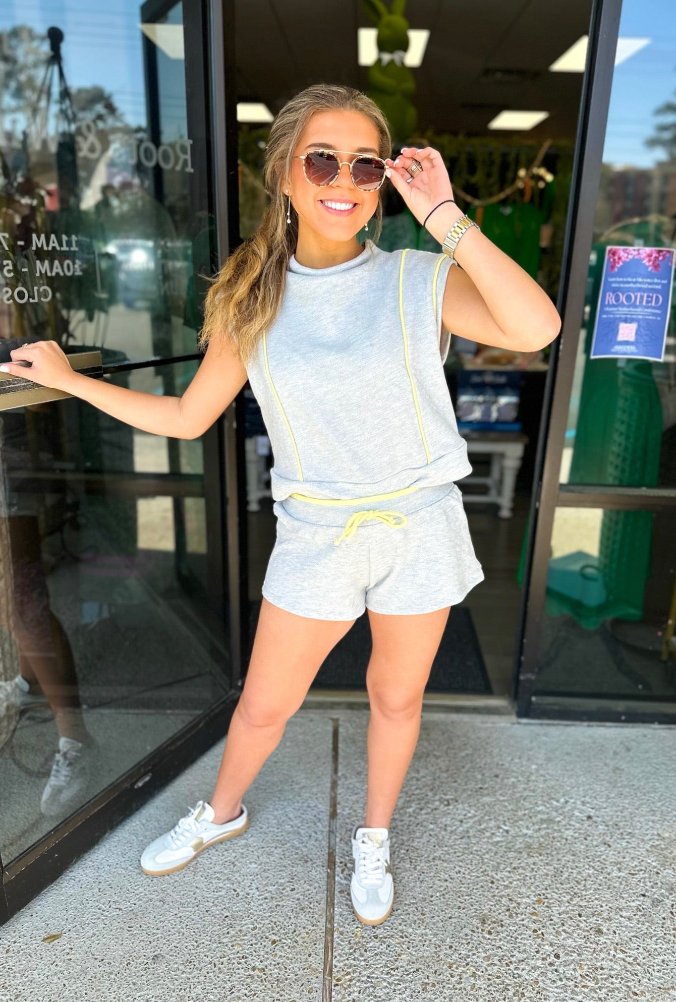 With the Girls Set - Heather Grey/Yellow