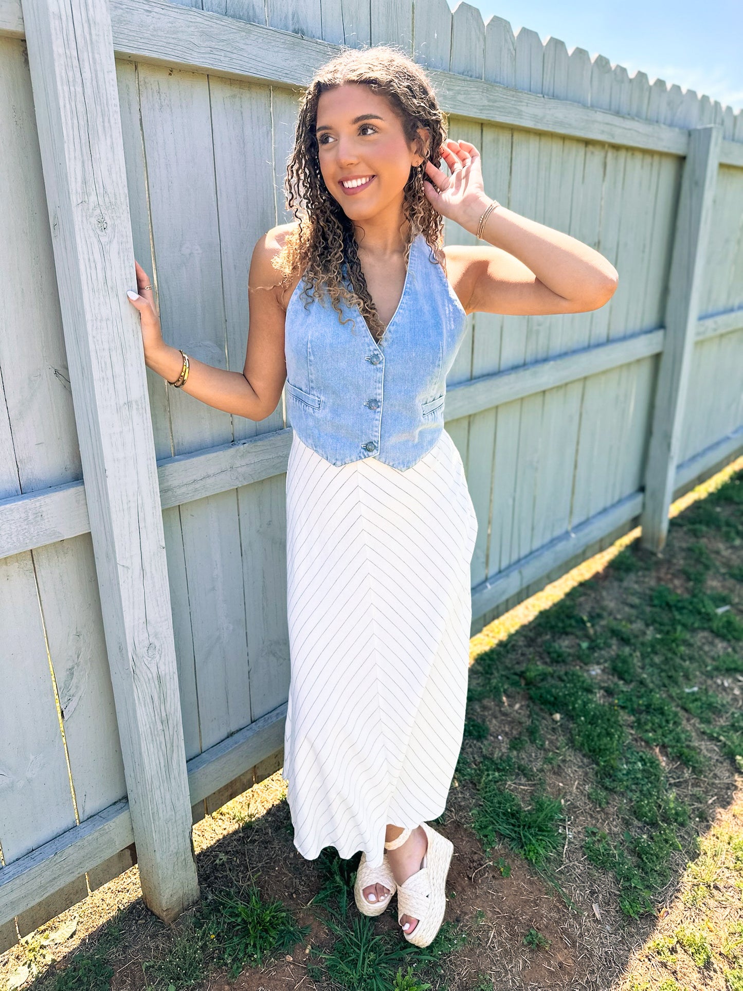 Ansley Chevron Skirt - off white