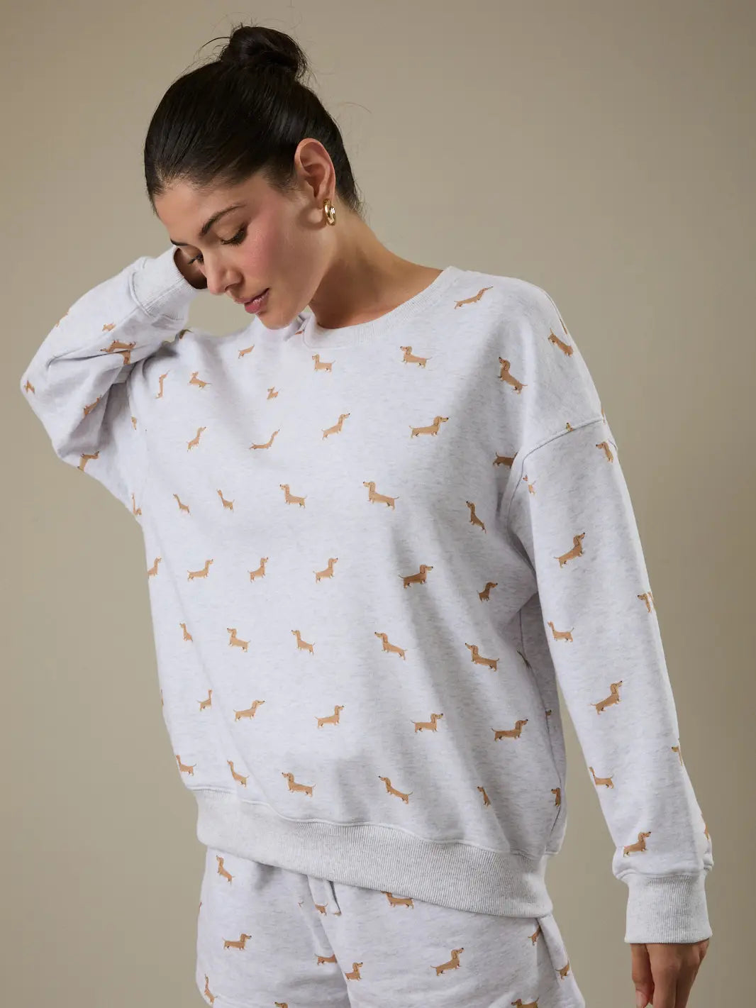 All Over Dachshund Sweatshirt - heather grey