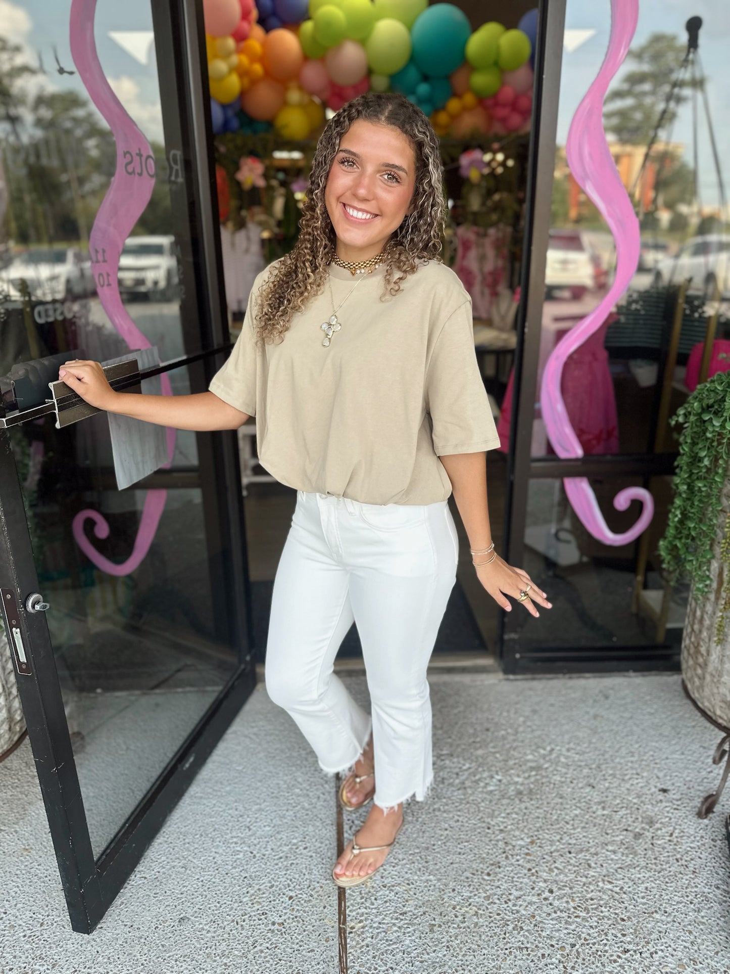 Elevated Bubble Top - taupe