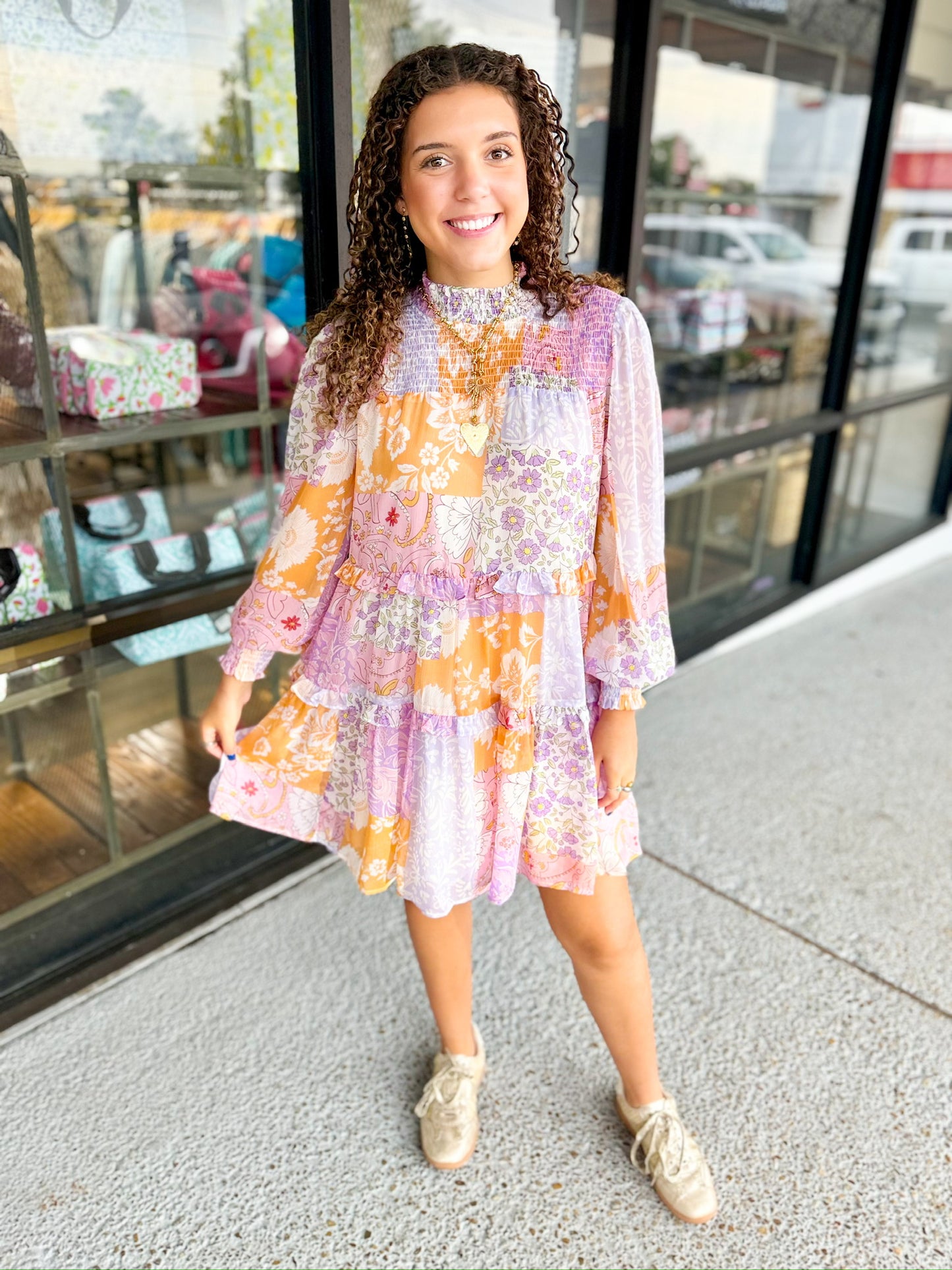 Patch Work Tiered Mini- Lavender Multi