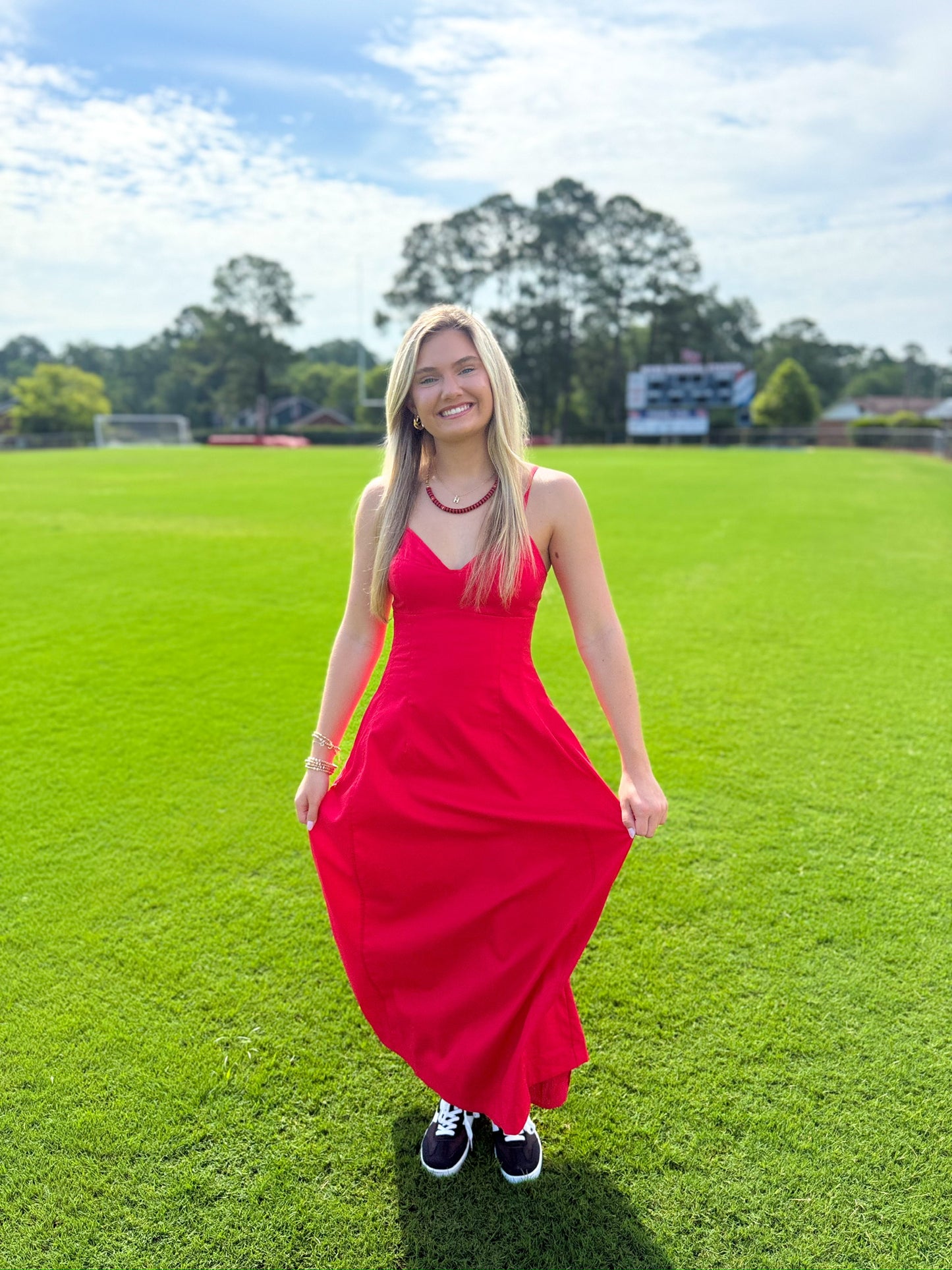 Sunday Stroll Dress- Red