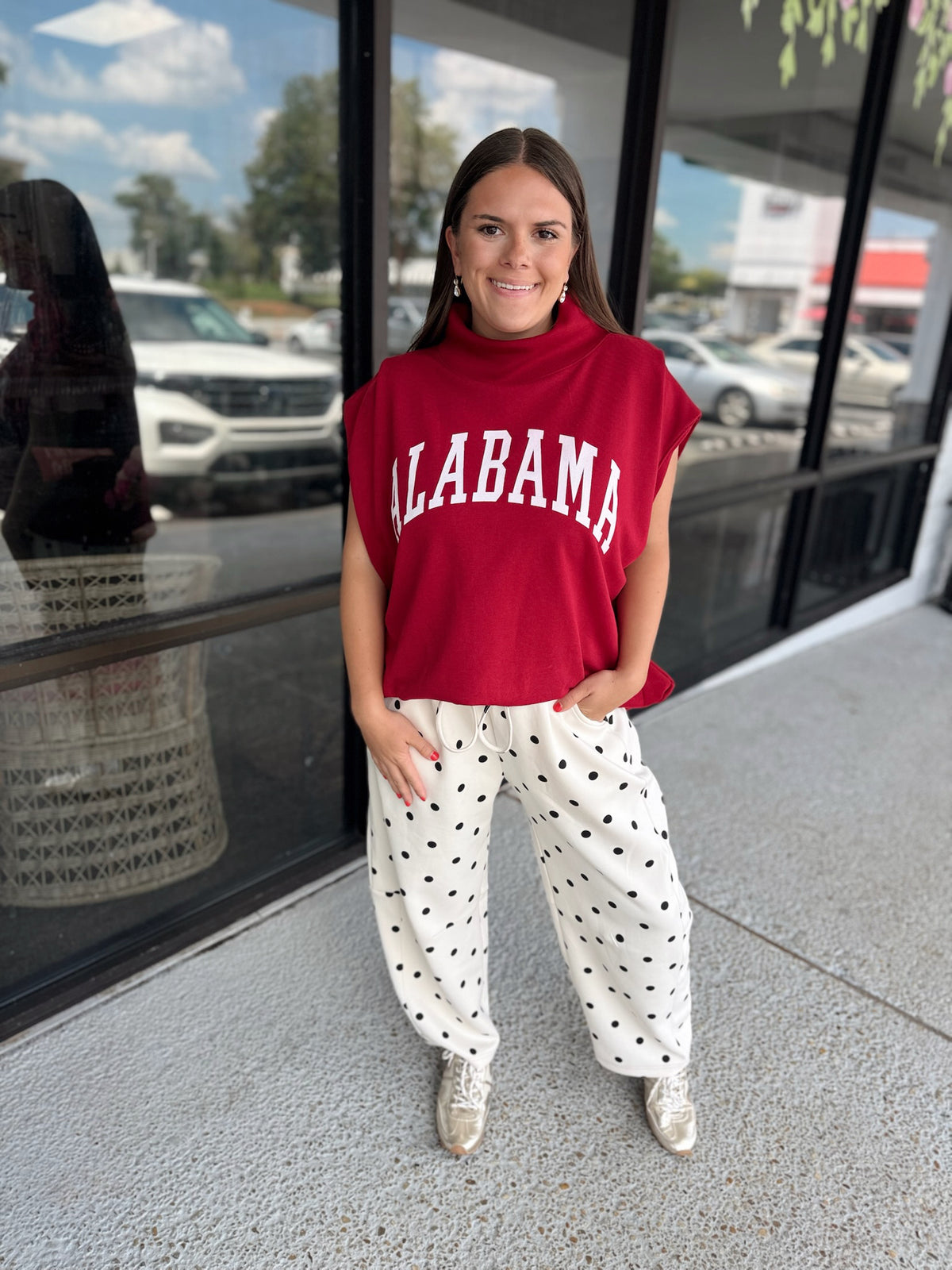 Alabama Sleeveless Mockneck - crimson