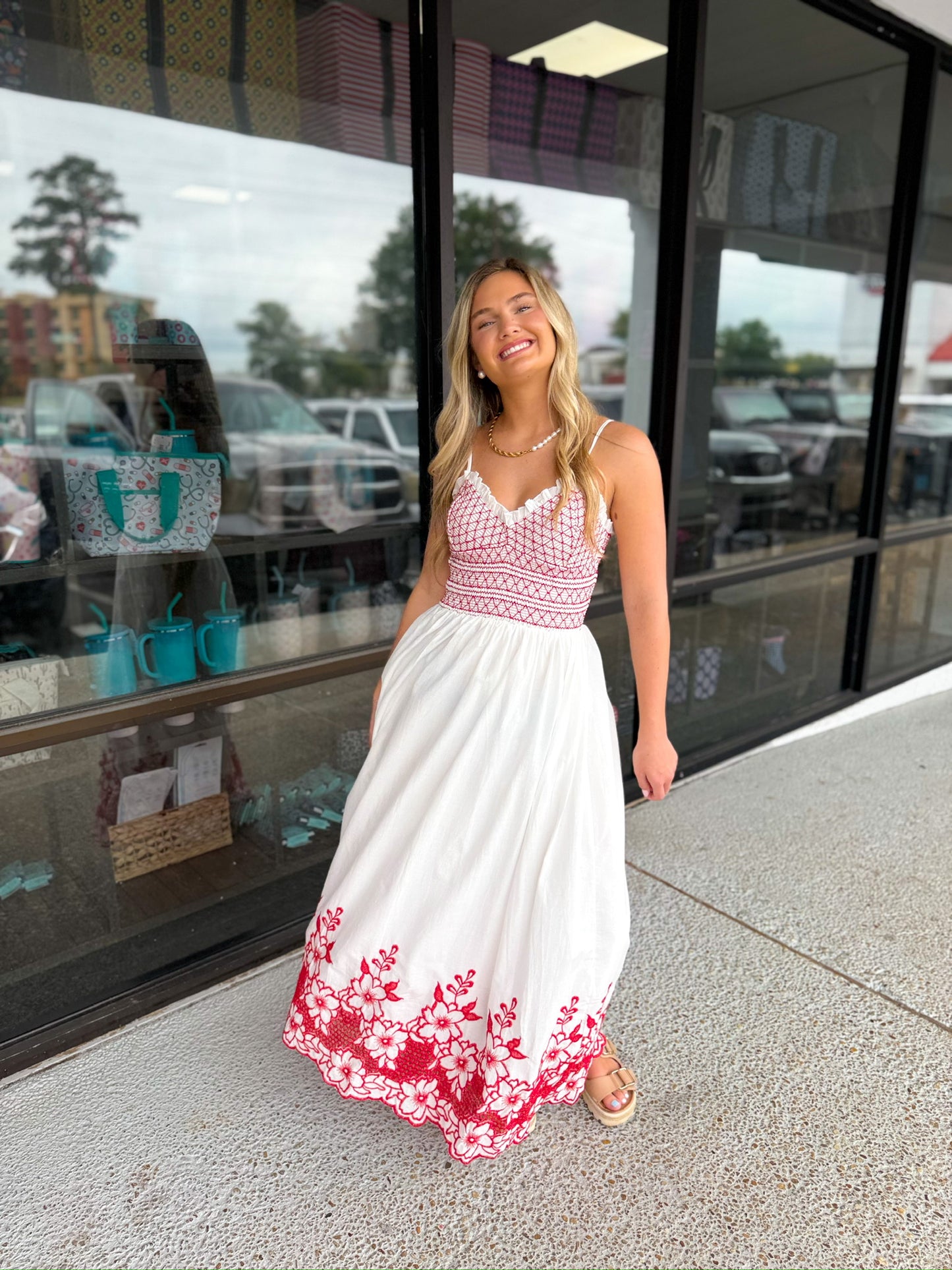 Main Character Midi Dress - Red Mix
