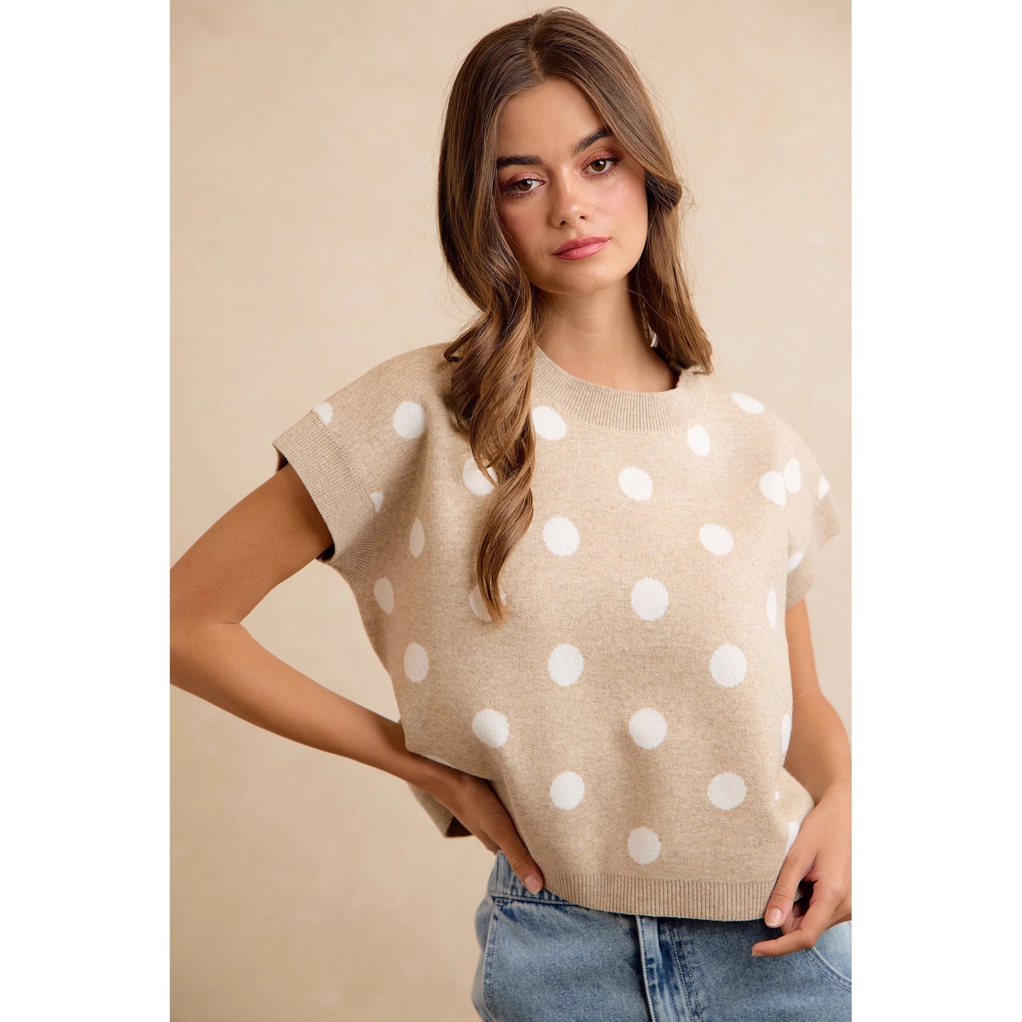 Polka Babe Top - beige/ivory