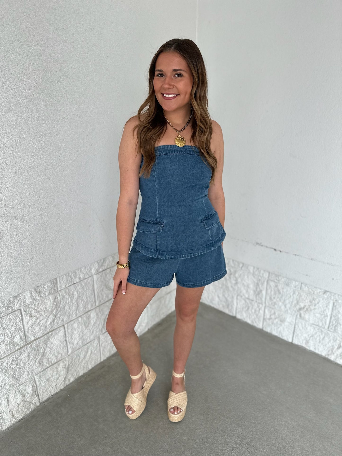 Batter Up Denim Romper