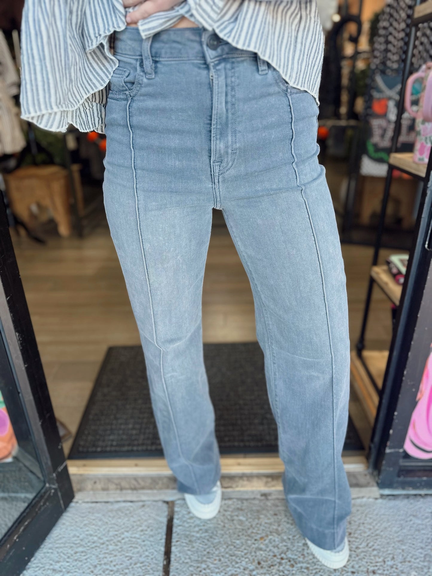 Olivia Striped Top-Black