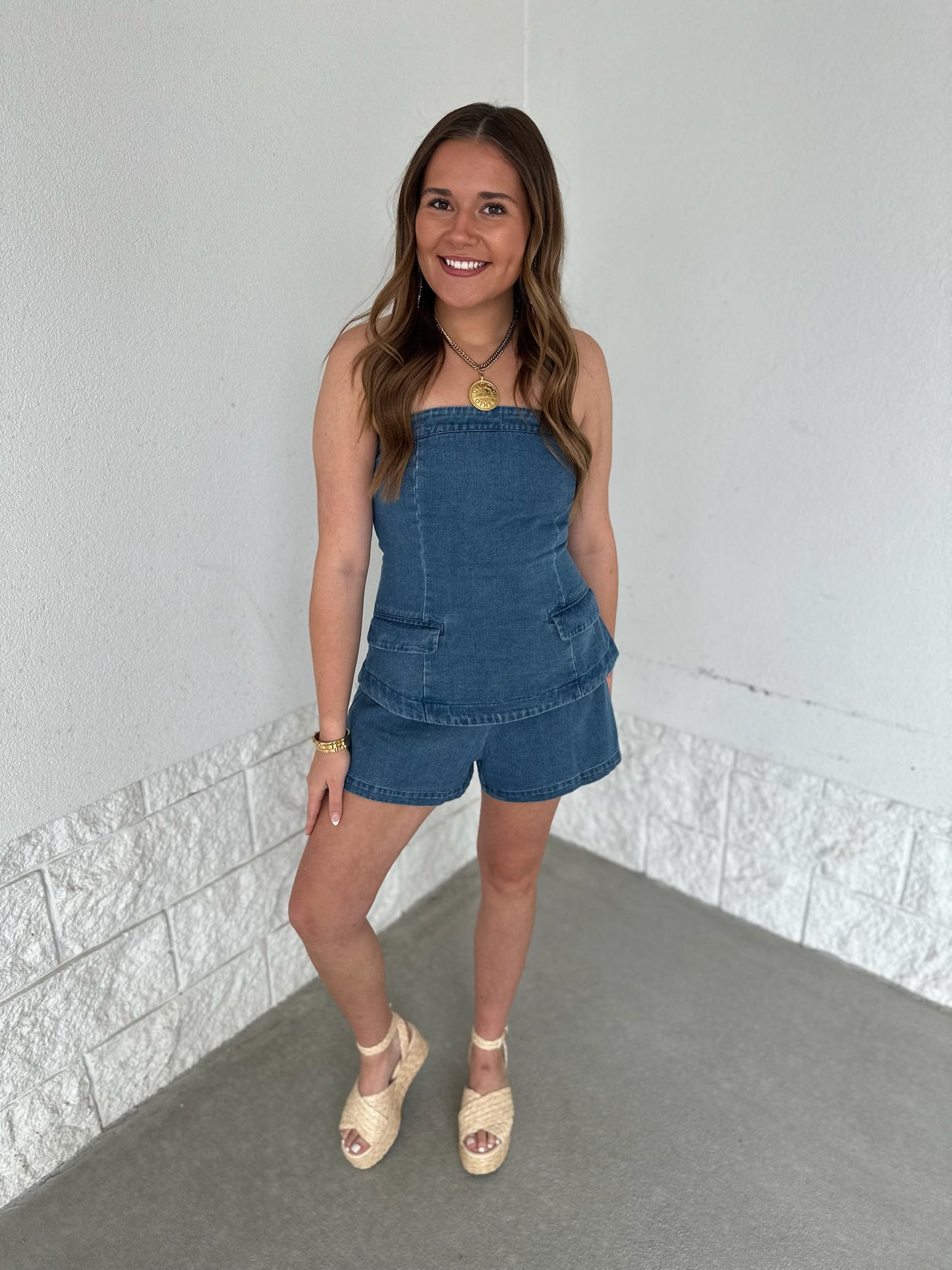 Batter Up Denim Romper