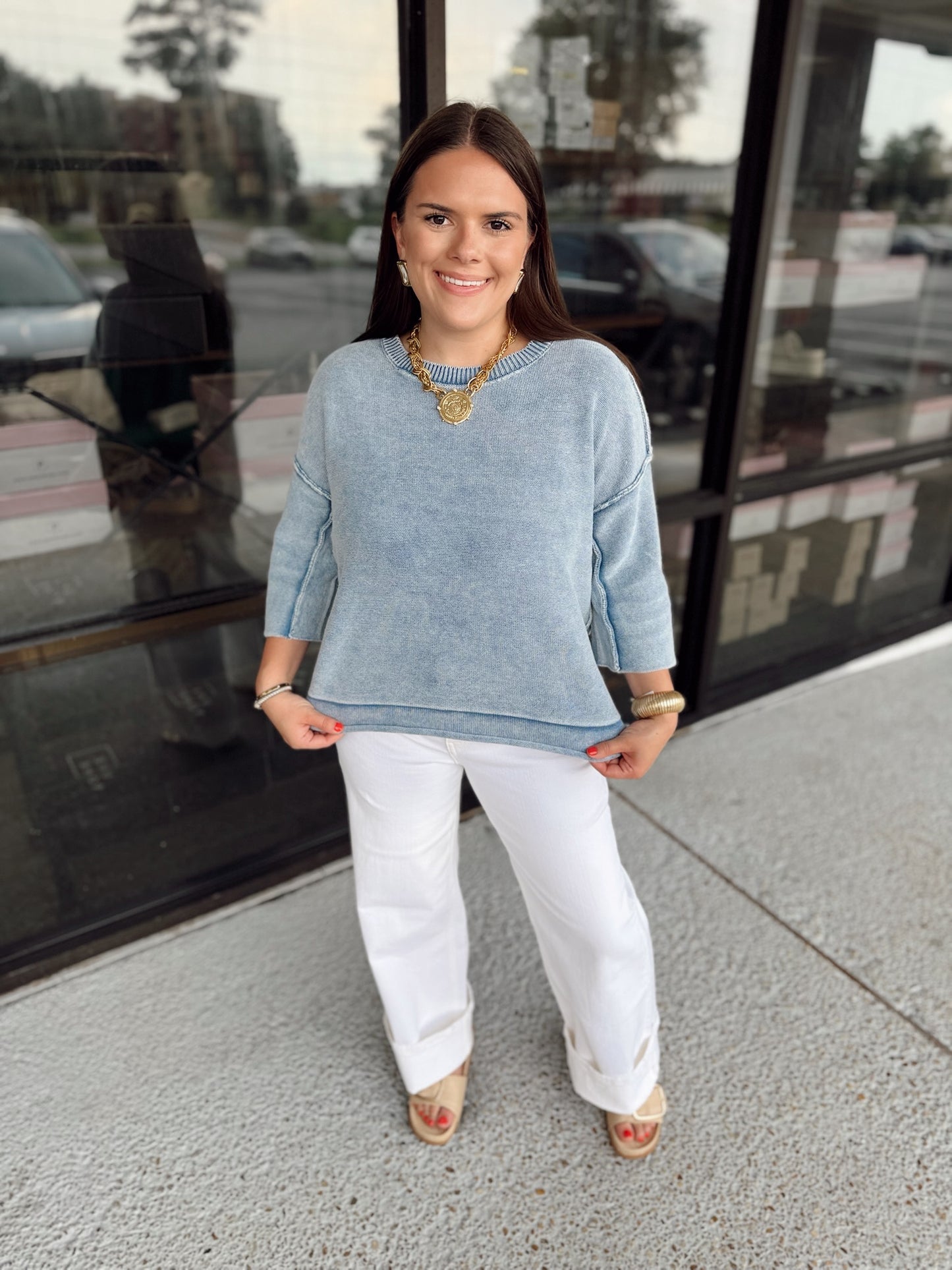 Gorgie Top - dusty blue