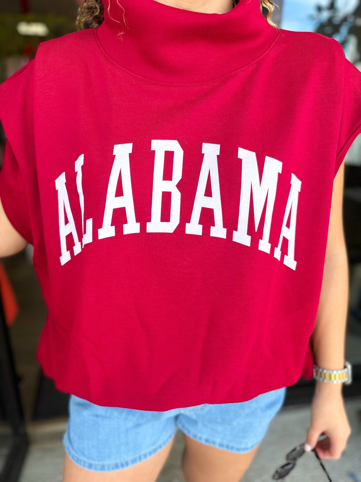 Alabama Sleeveless Mockneck - crimson