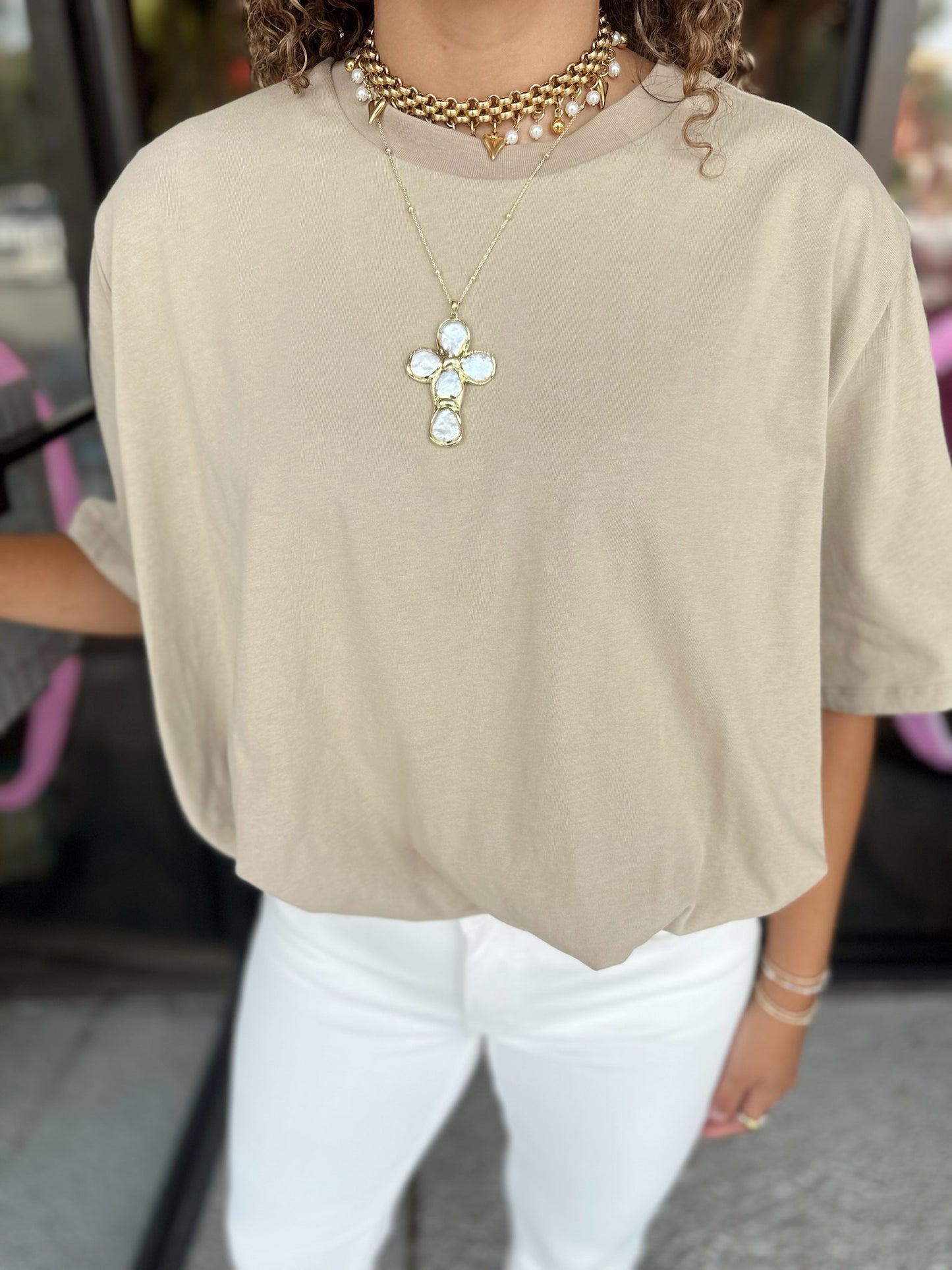 Elevated Bubble Top - taupe