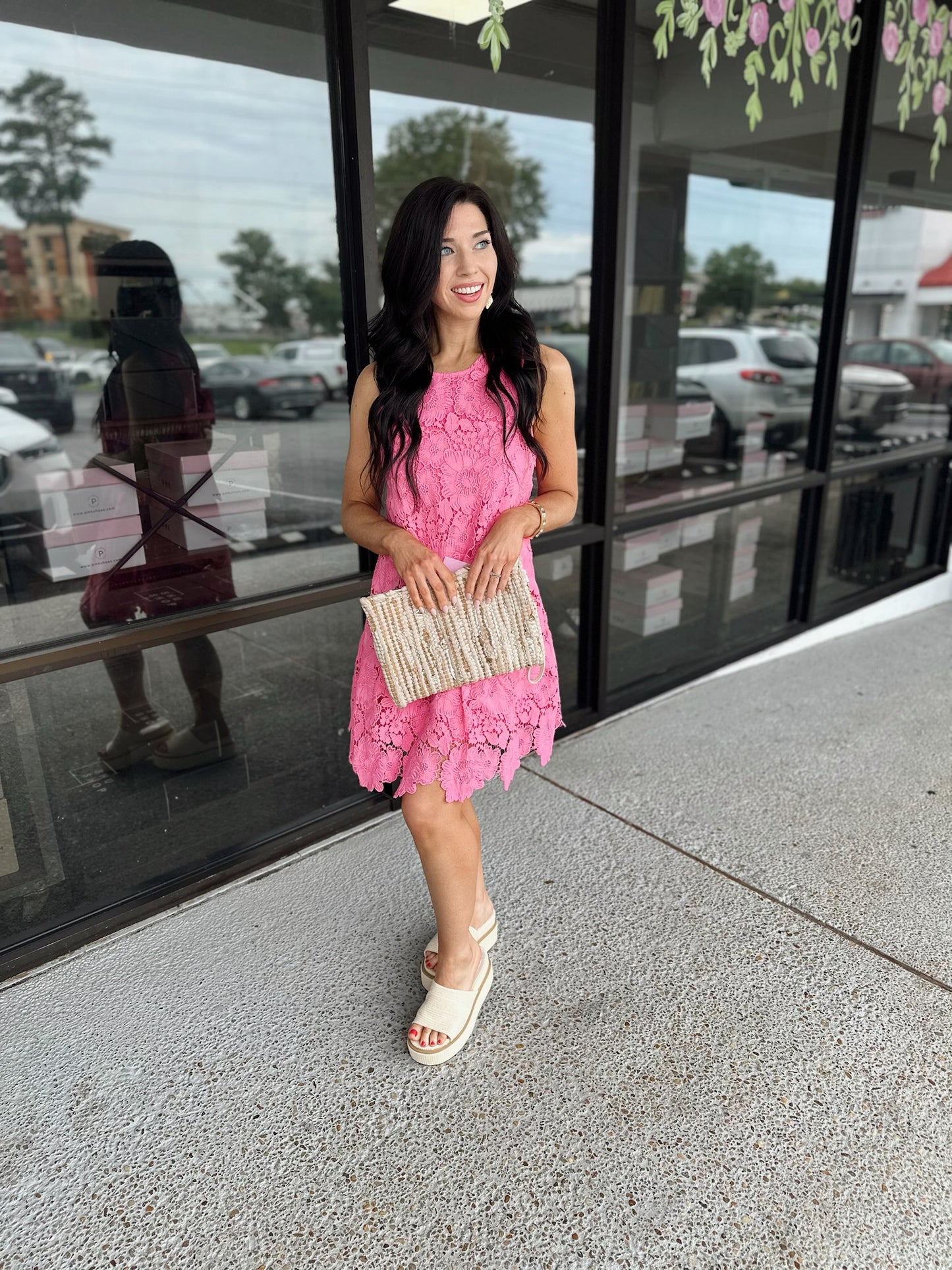 Lacey Bow Mini- hot pink