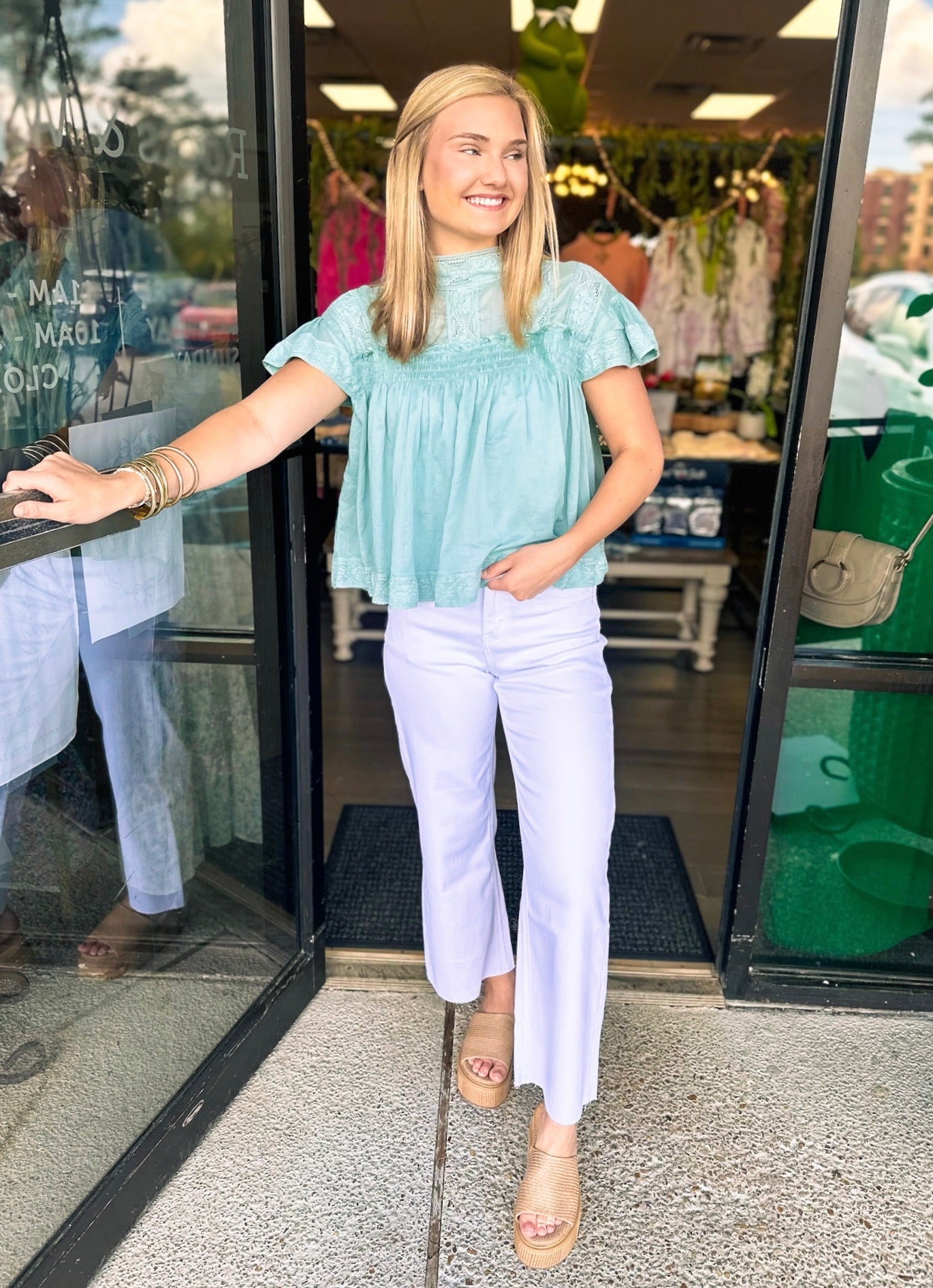 Magnolia Top - dusty seafoam