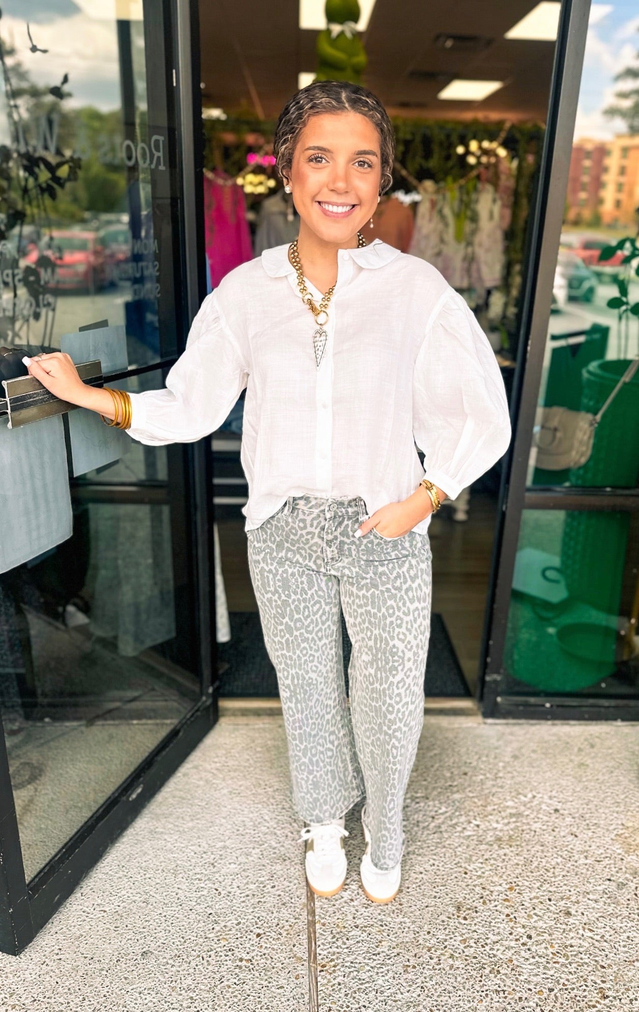 Grey Leopard Denim