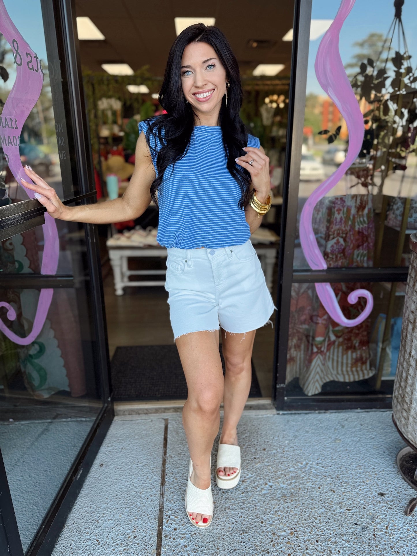Ava A-line White Shorts