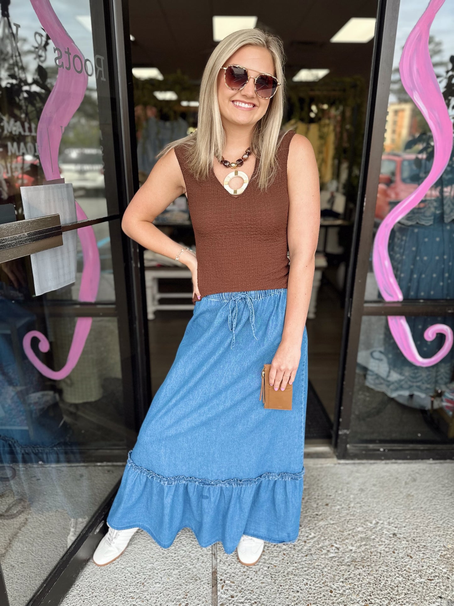 Tiered Cutie Denim Maxi Skirt