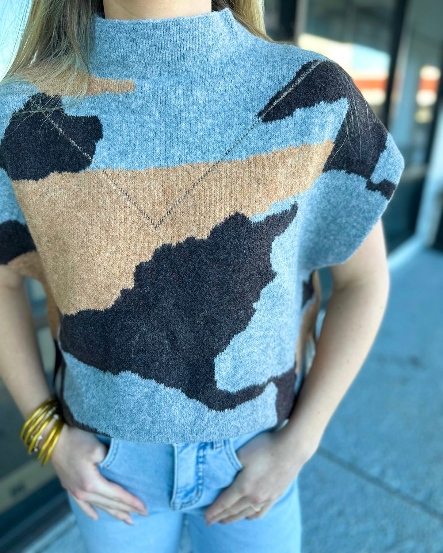 Camo Knit Sleeveless Top