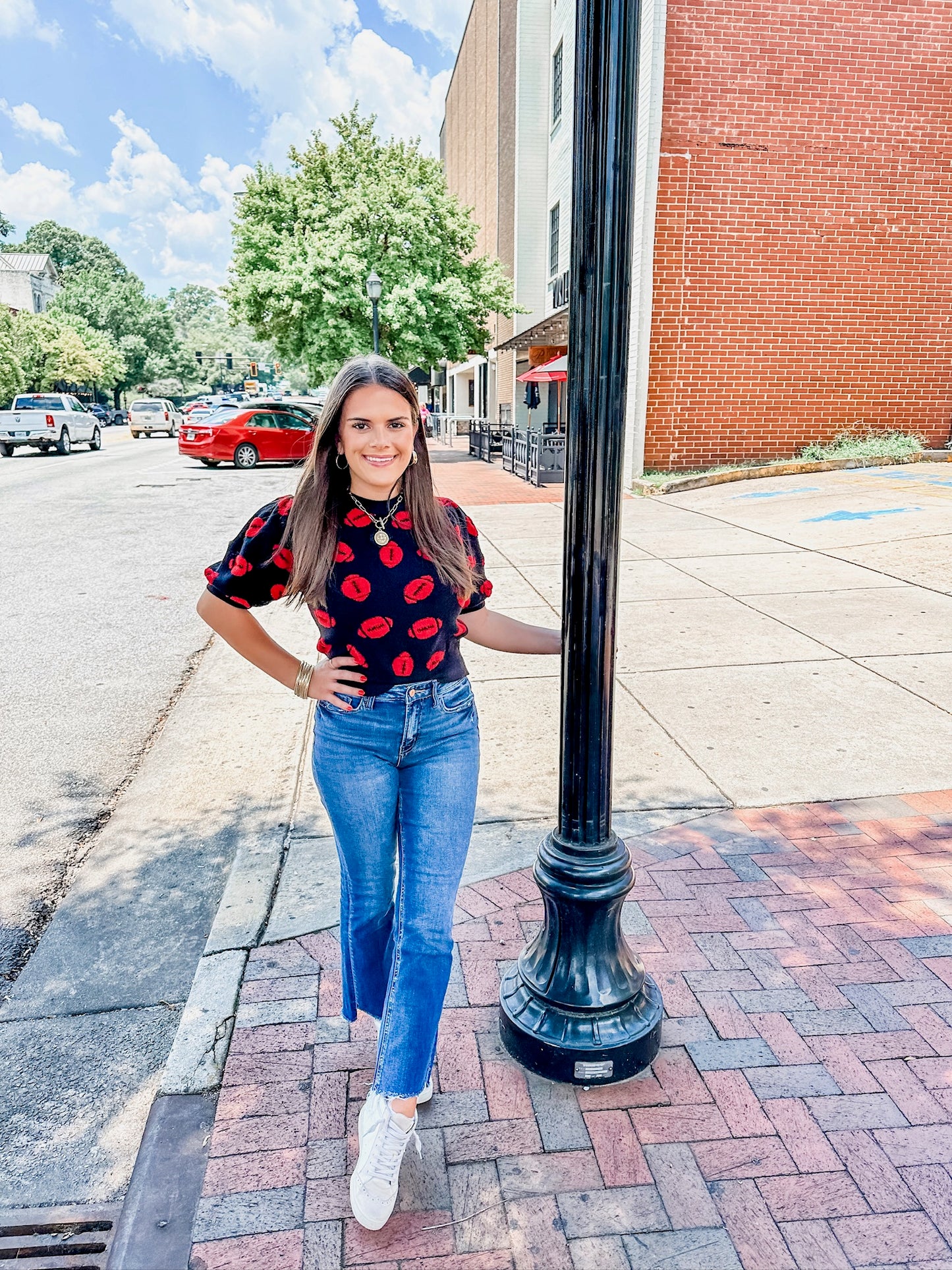 Hello Football Top - Black/Red