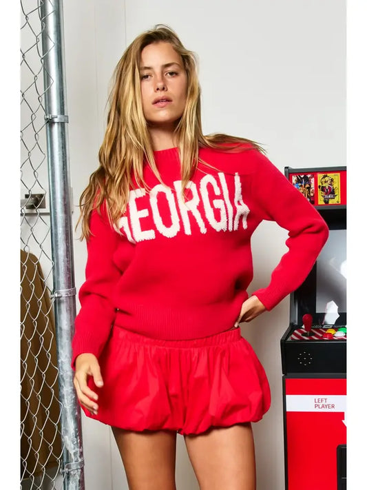'GEORGIA' Boucle Lettering Knit Sweater