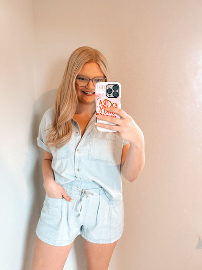Button Up Kiss Set - Chambray