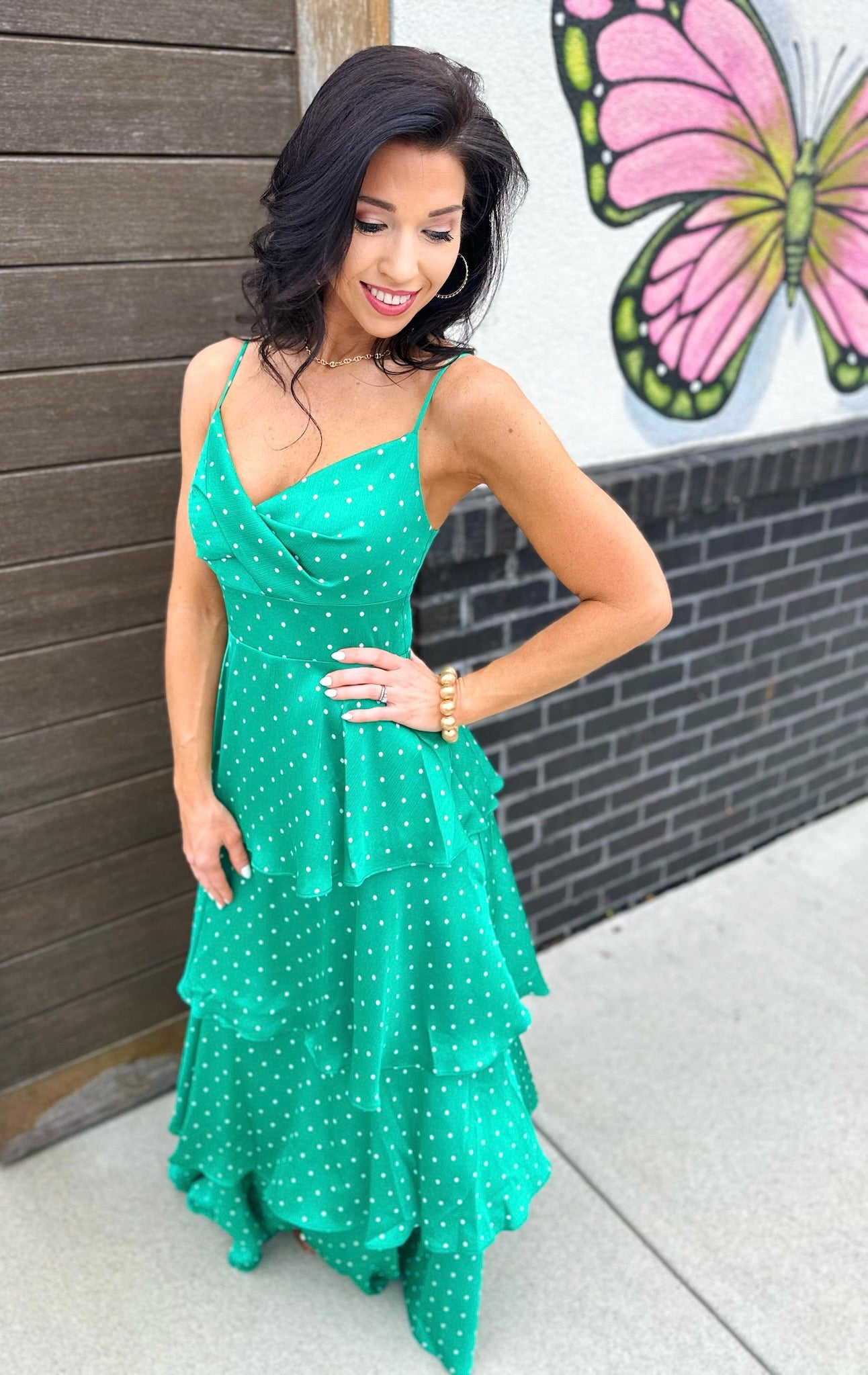 See You Smile Ruffle Midi - green mix