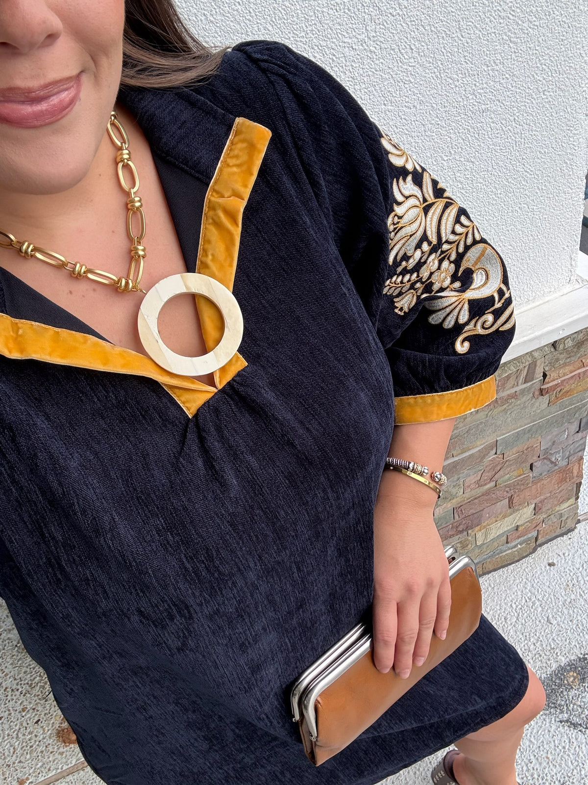 Velvet Baby Dress - Navy